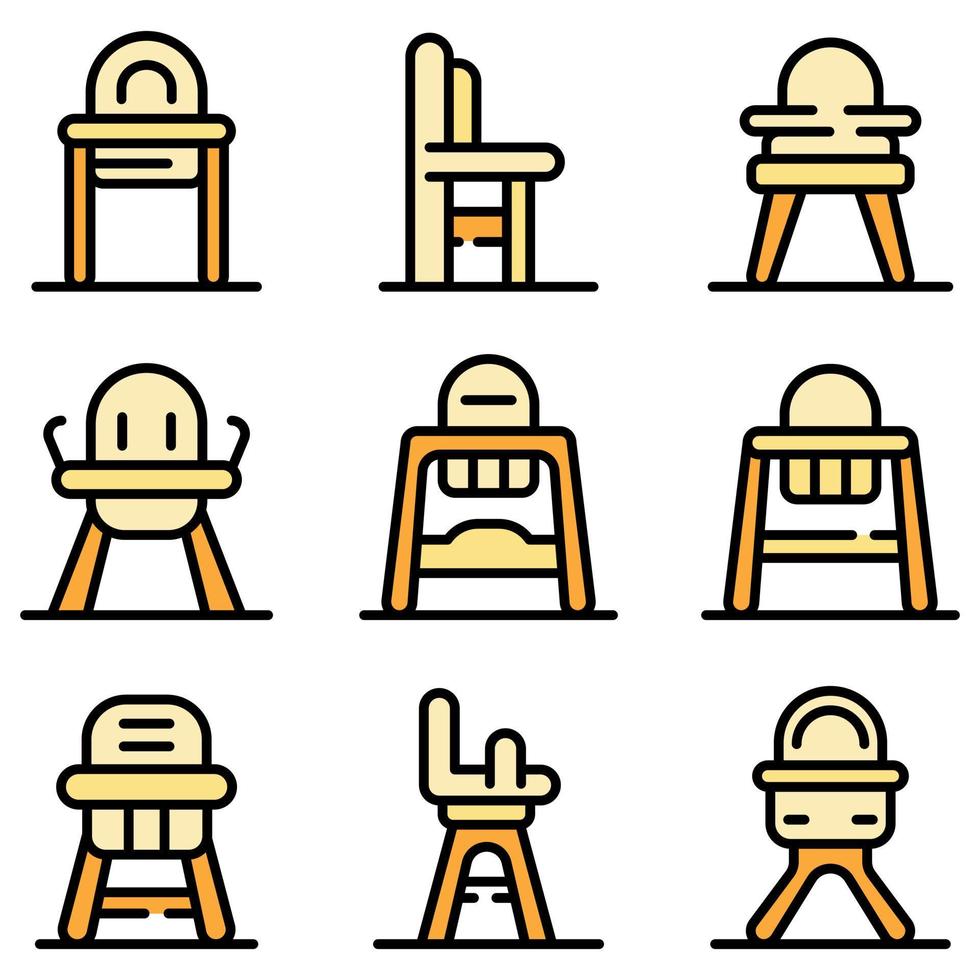 Feeding chair icons set vector flat