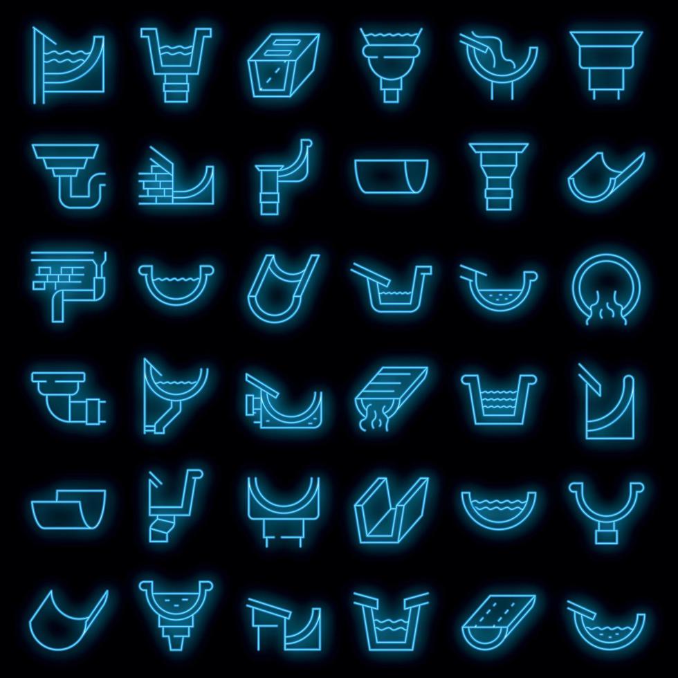 Gutter icons set vector neon