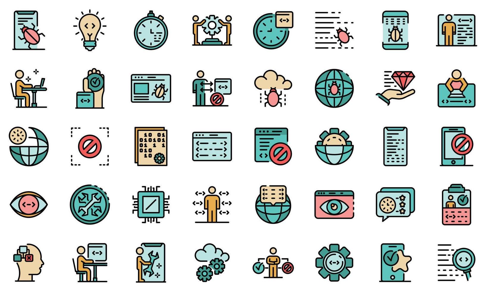 Testing software icons set vector flat