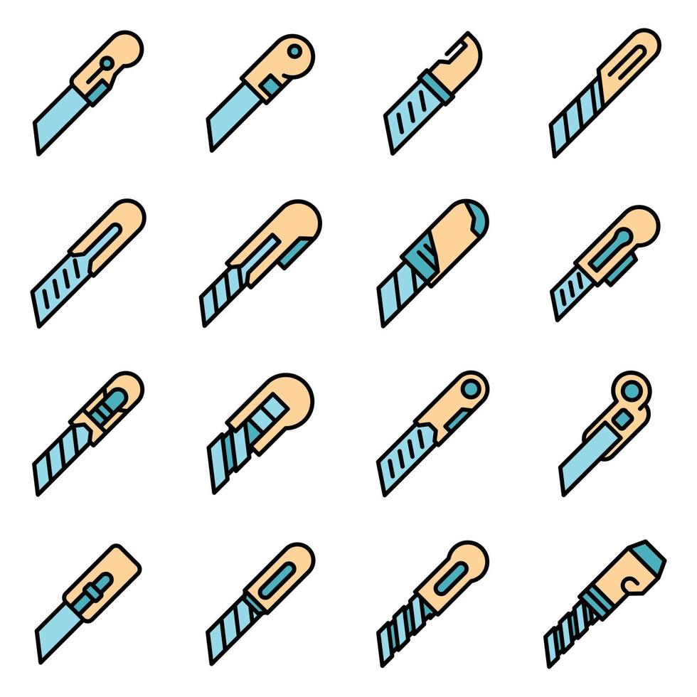 Cutter icons set vector flat