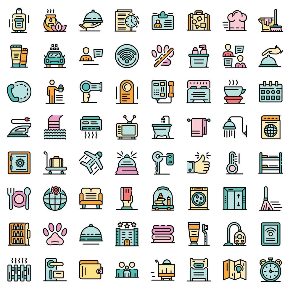 Room service icons set vector flat