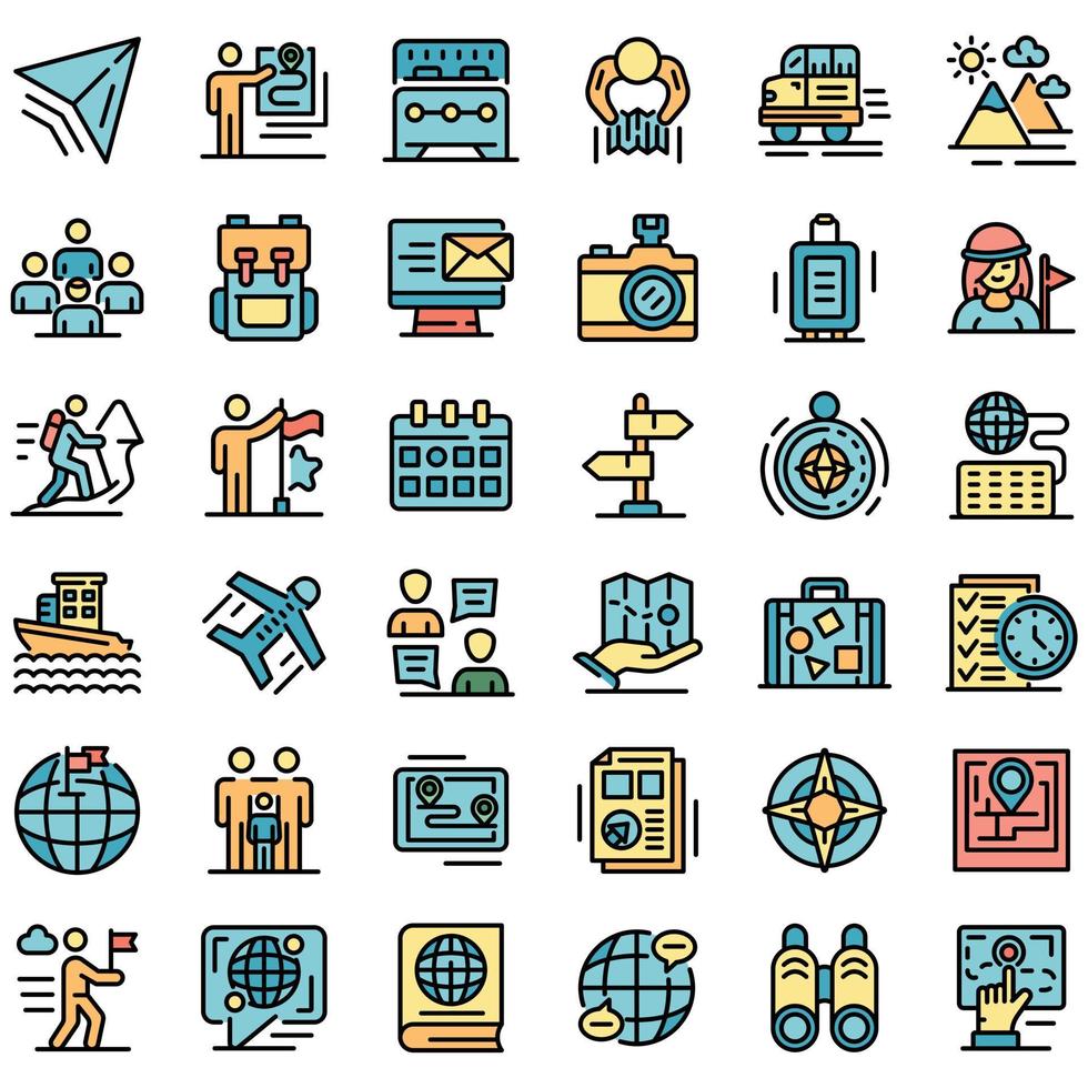 Guide icons set vector flat