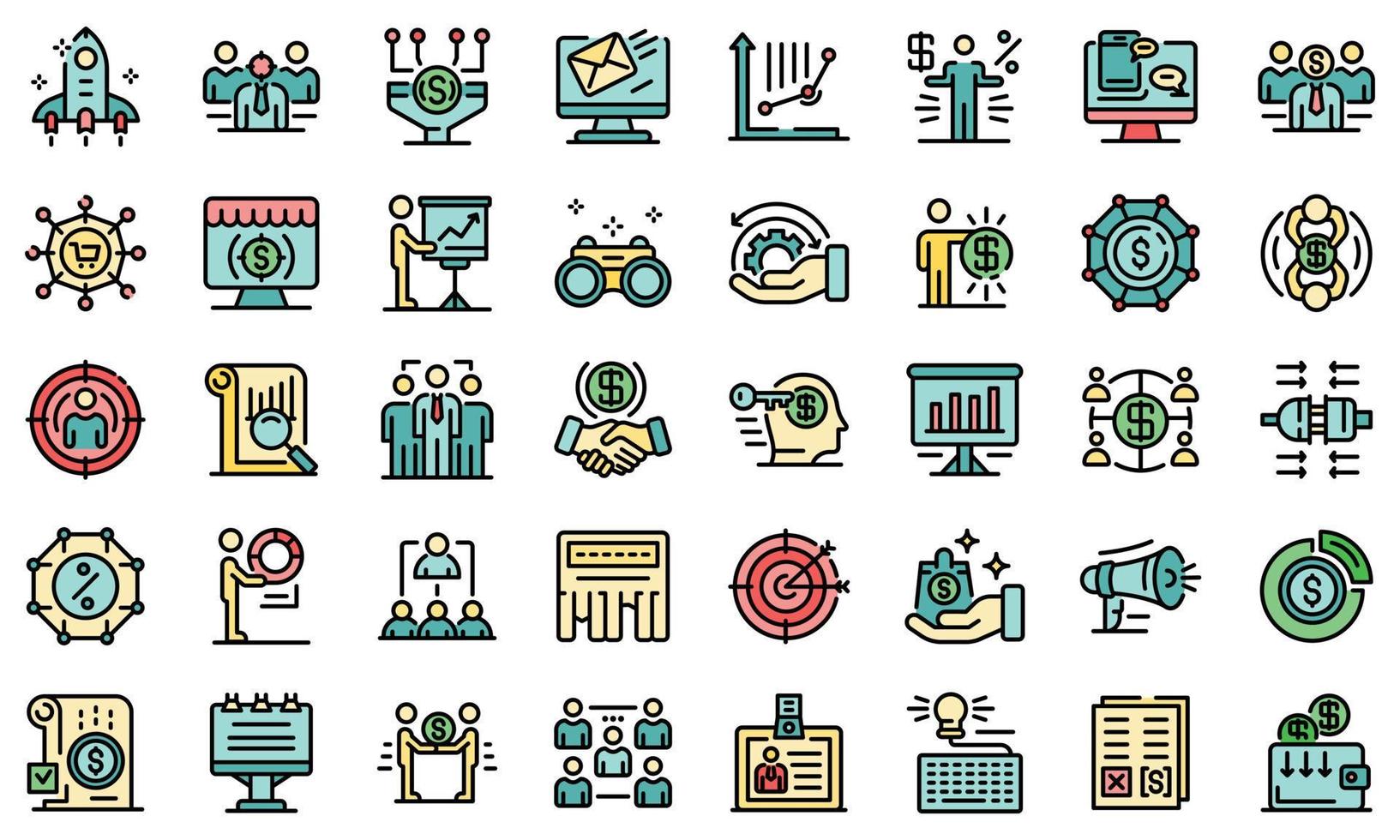 Account manager icons set vector flat