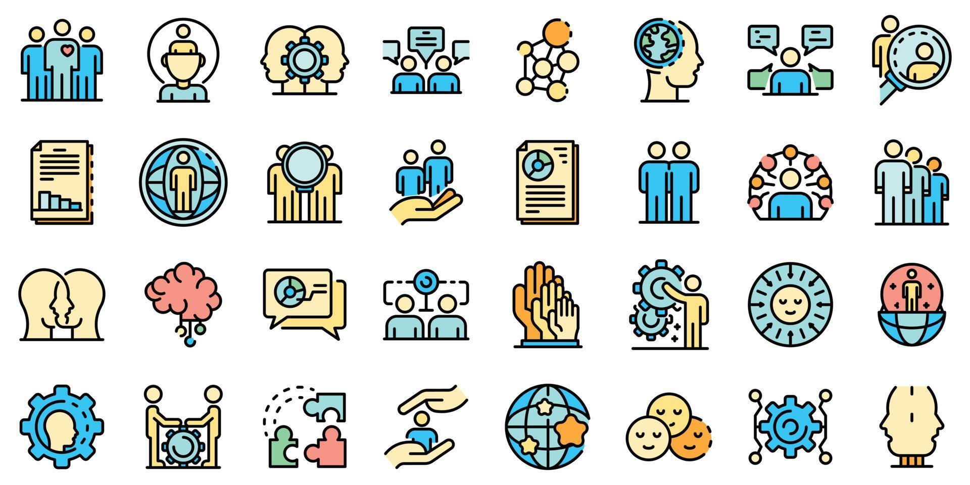 Sociology icons set vector flat