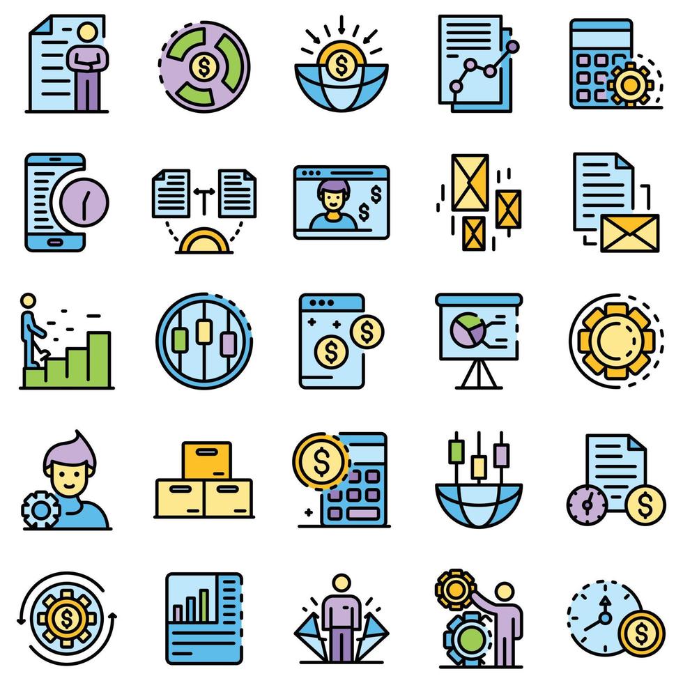 Estimator icons set line color vector