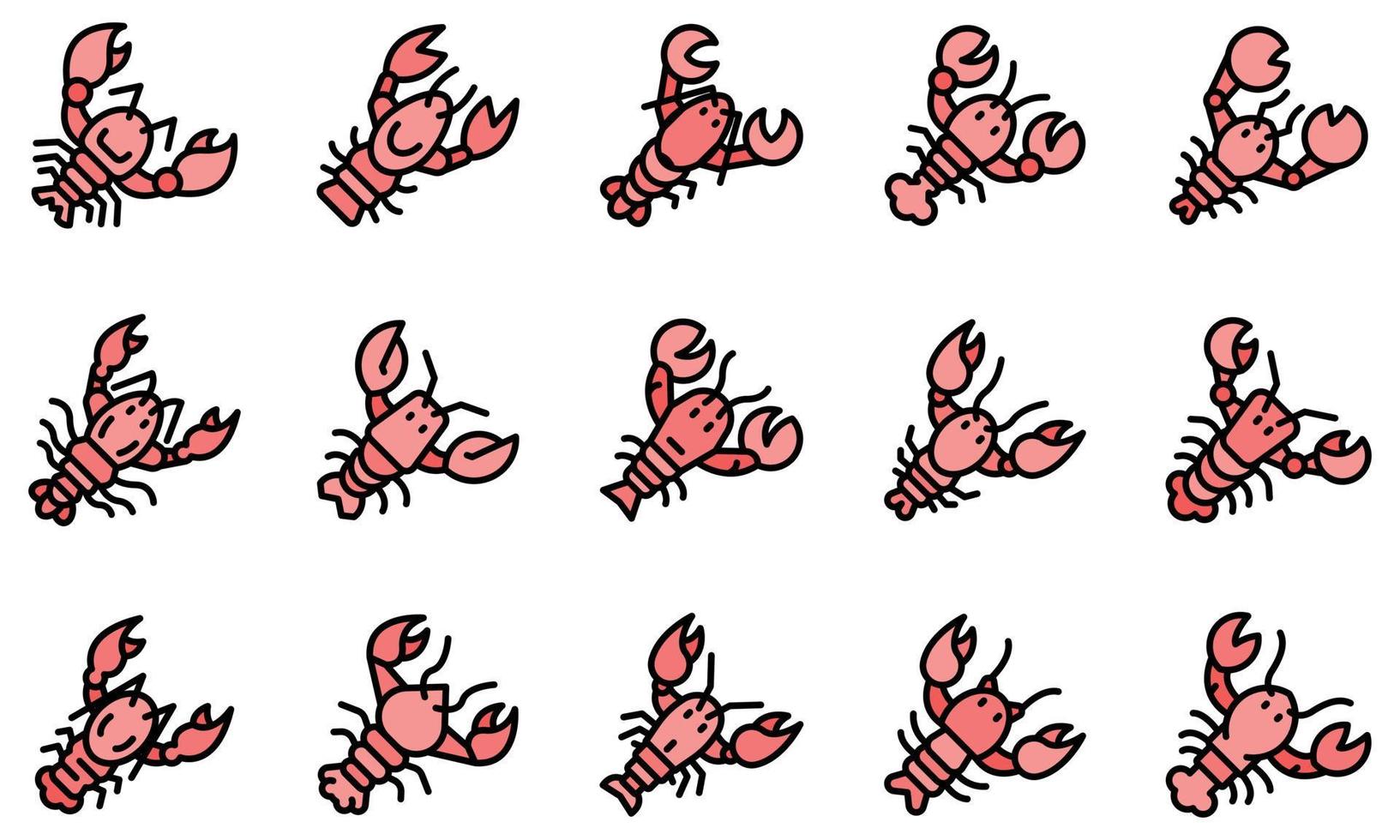 Lobster icons set vector flat