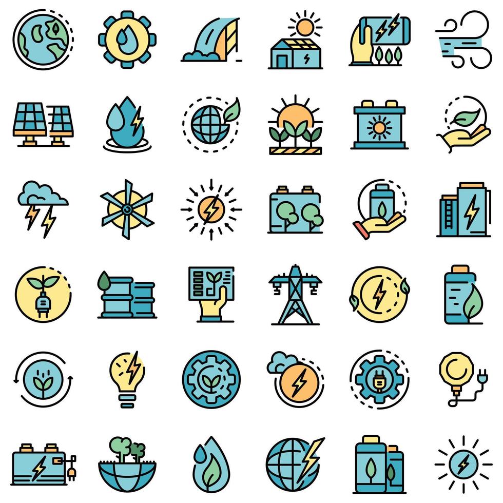 Clean energy icons set vector flat