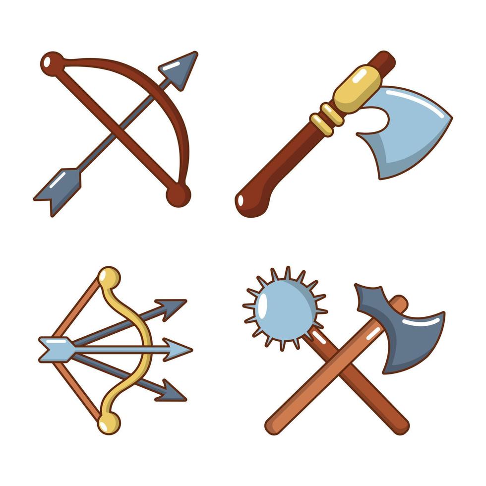 Medieval armor icon set, cartoon style vector