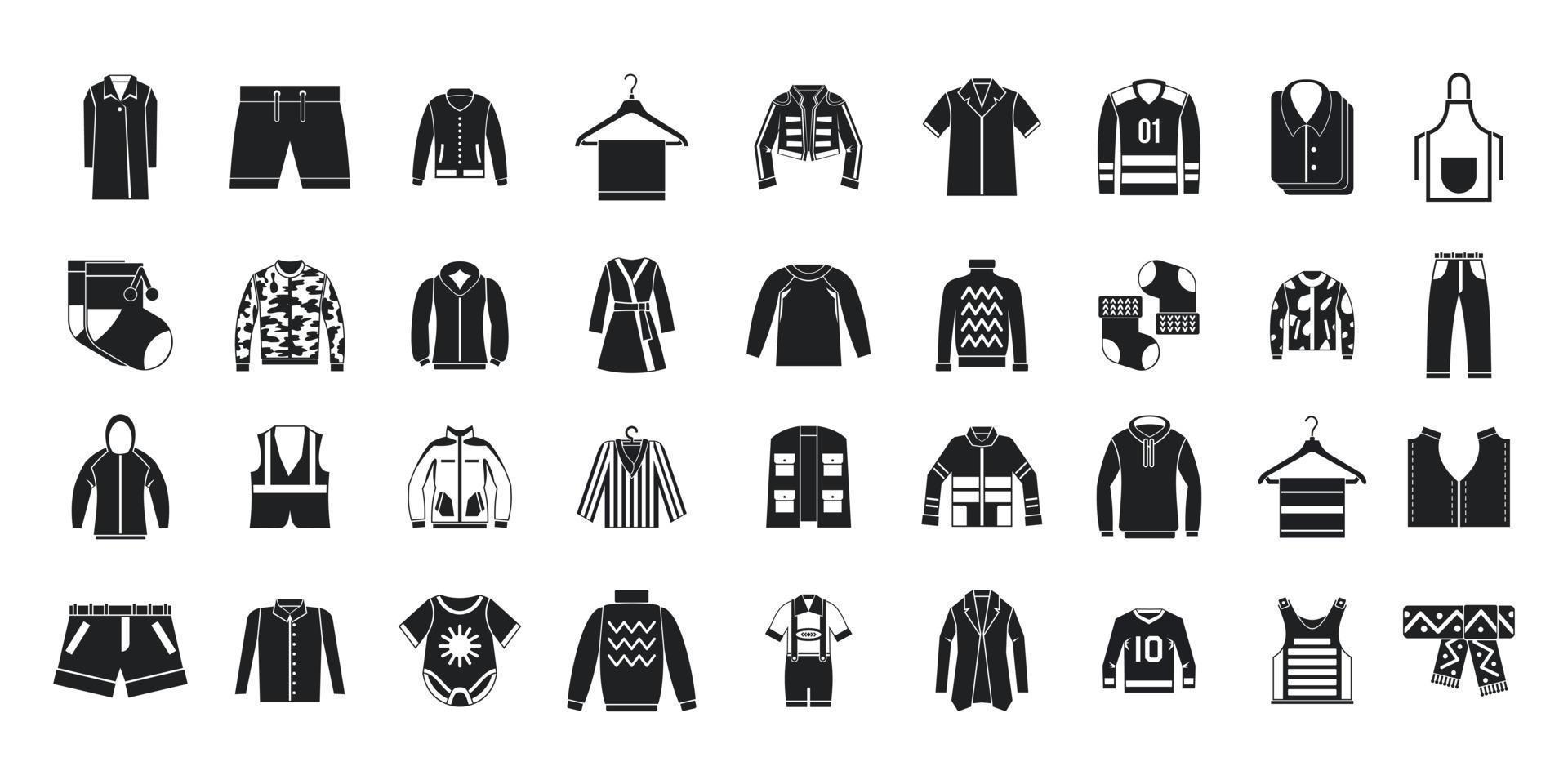 Clothes icon set, simple style vector