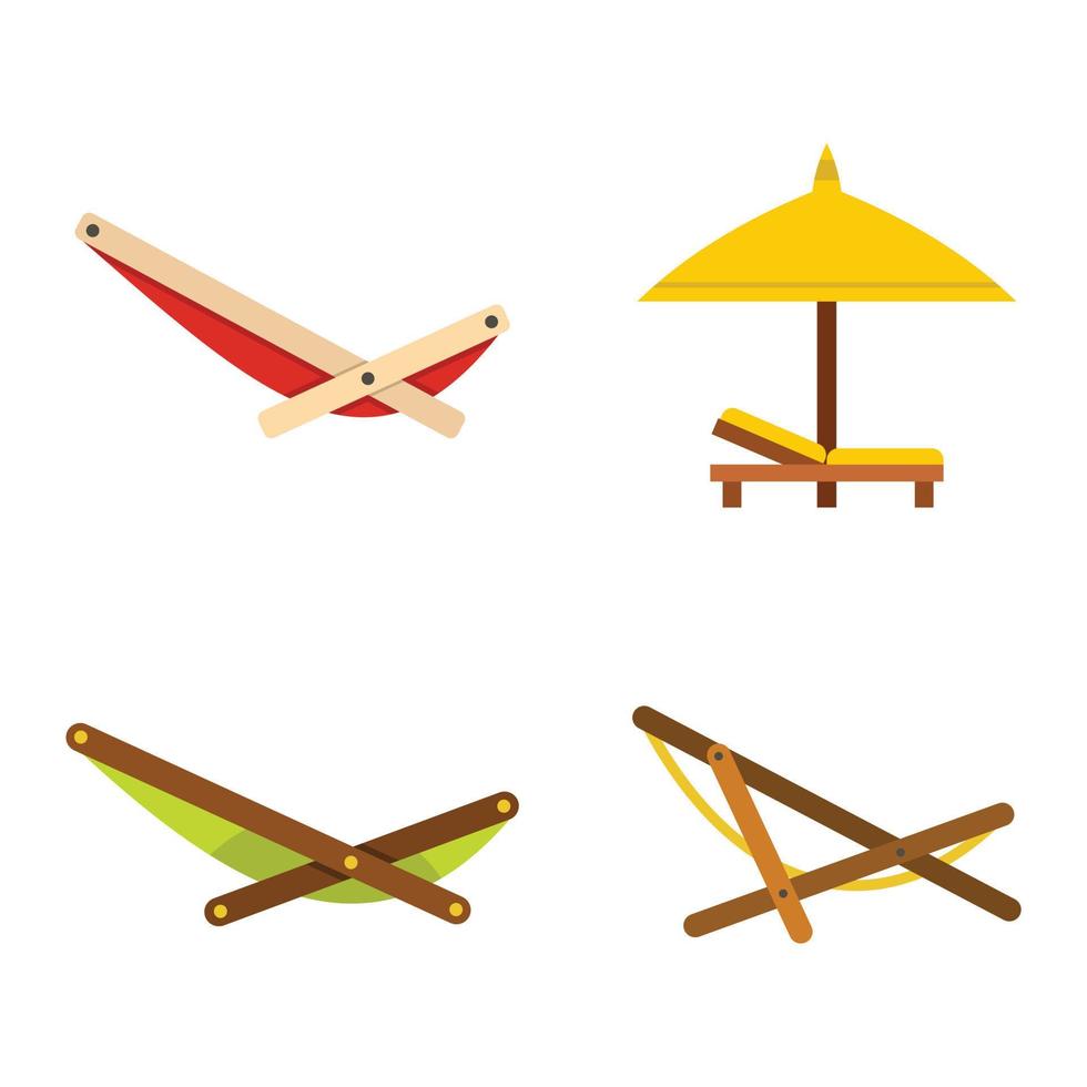 conjunto de iconos de chaise, estilo plano vector