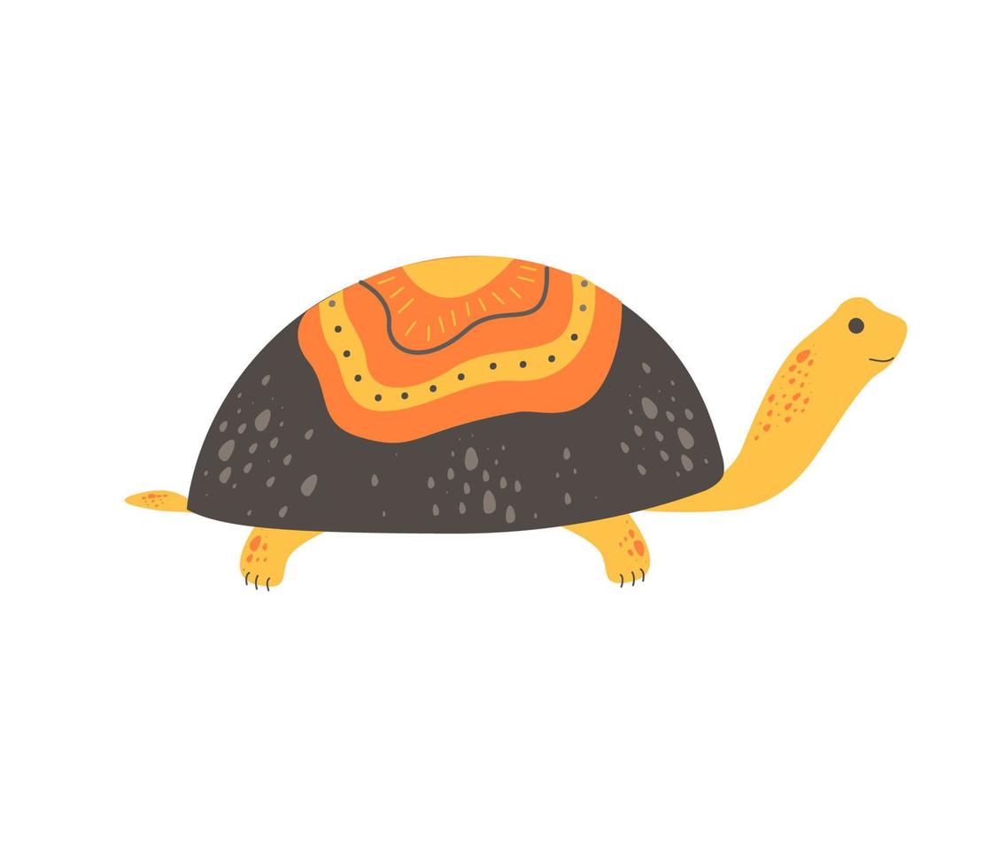 linda tortuga al estilo escandinavo. ilustración vectorial de dibujo a mano. vector