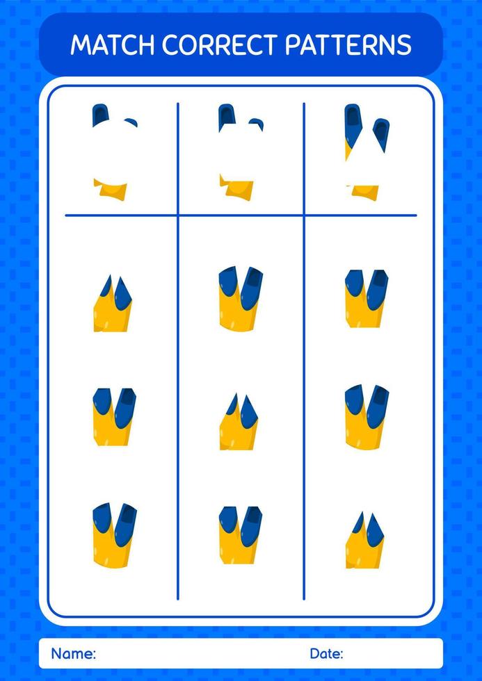 Match pattern game with swimming fins. worksheet for preschool kids, kids activity sheet vector