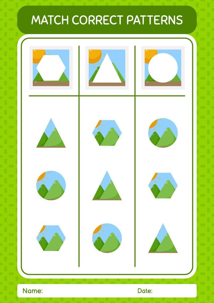 Match pattern game with photograph. worksheet for preschool kids, kids activity sheet vector