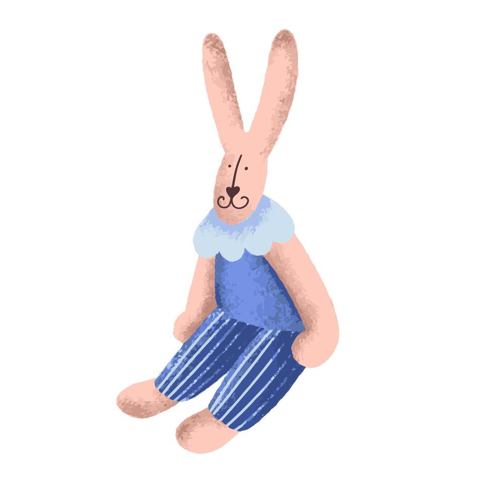 A rabbit in a blue suit. Cute bunny character. Vector illustration