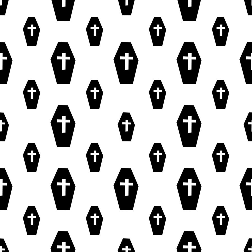 pattern with coffins and crosses on a rwhite d backdrop vector