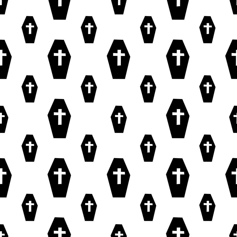 pattern with coffins and crosses on a rwhite d backdrop vector