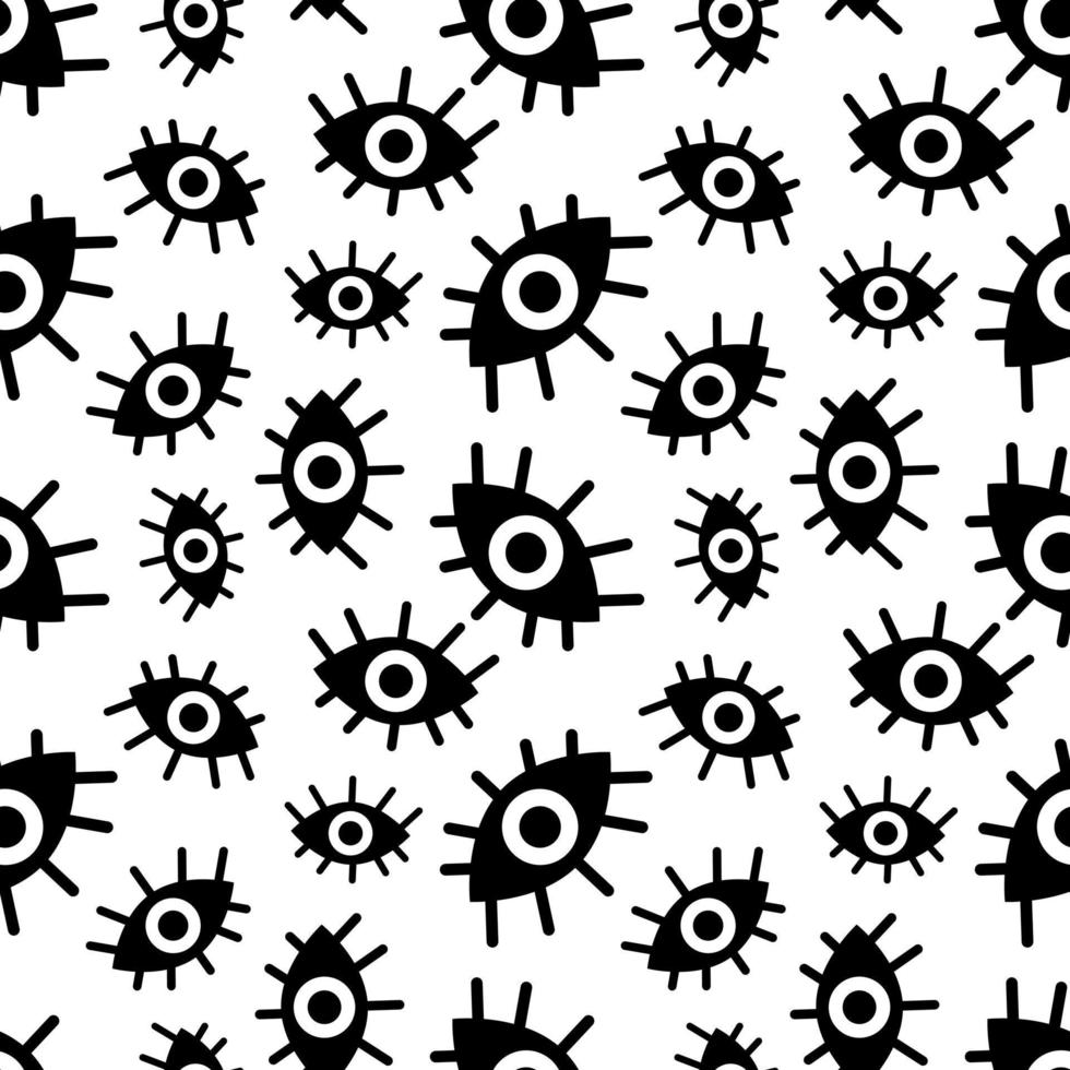 black and white seamless pattern of abstract eyes vector