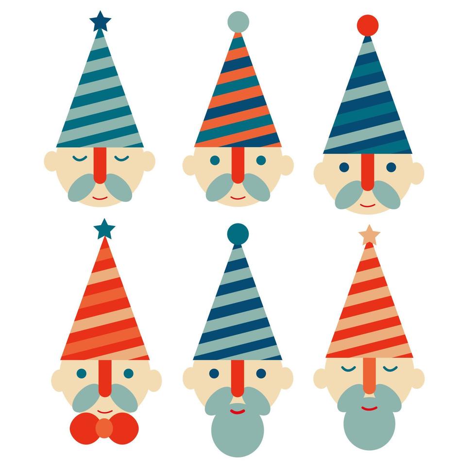 Vintage Christmas decorations in the form of sata claus heads vector