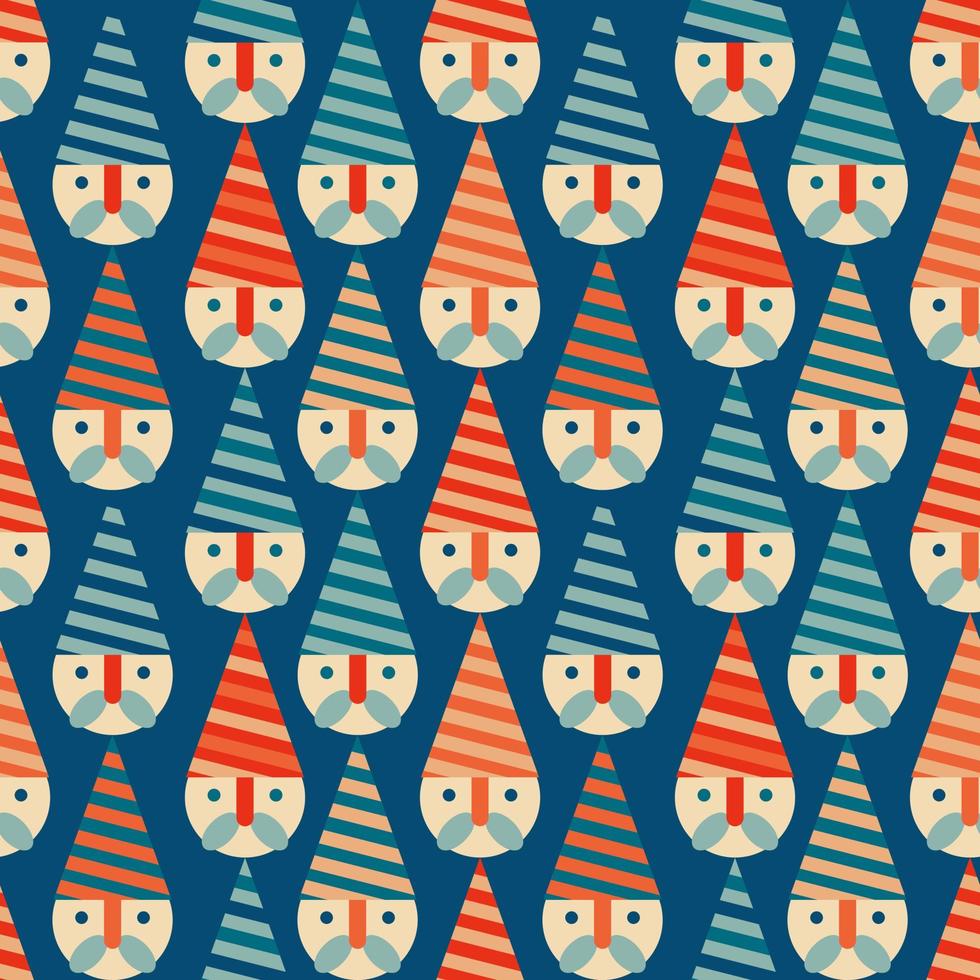 Christmas New Year seamless pattern with Santa Claus heads . vector