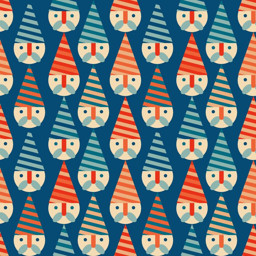 Christmas New Year seamless pattern with Santa Claus heads . vector