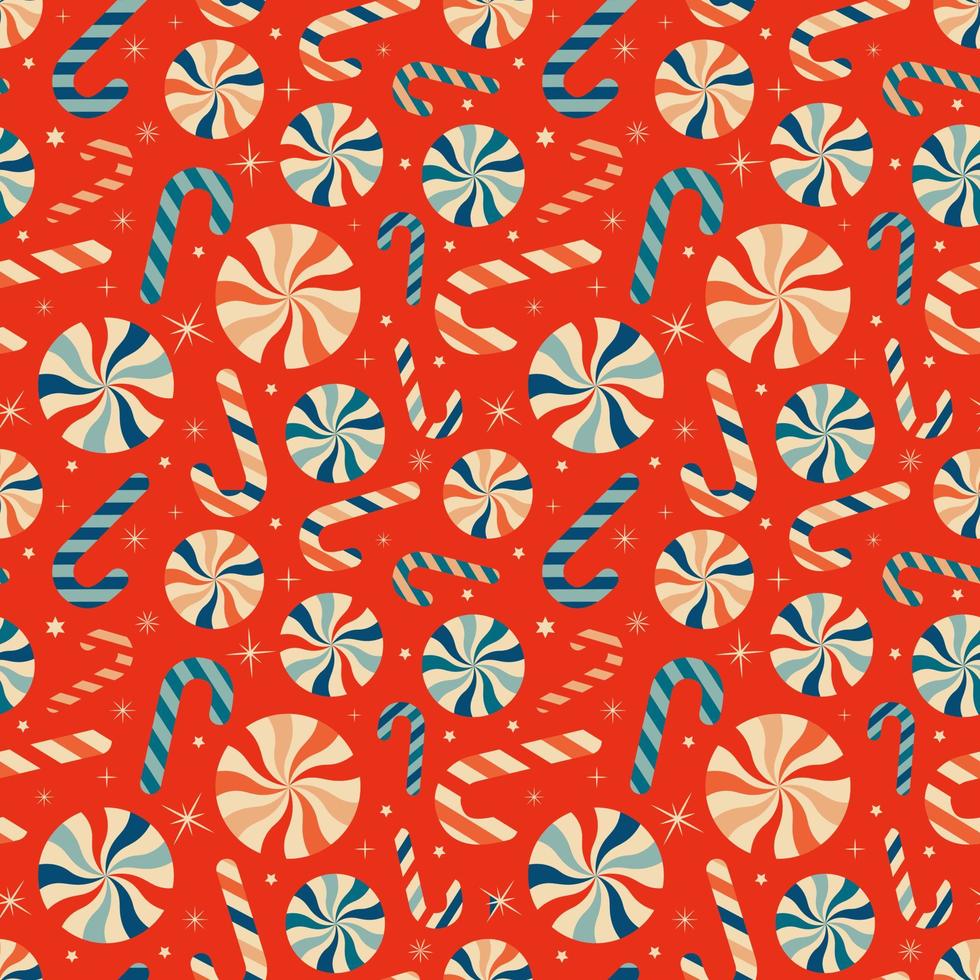 Christmas New Year seamless pattern with sweets. vector
