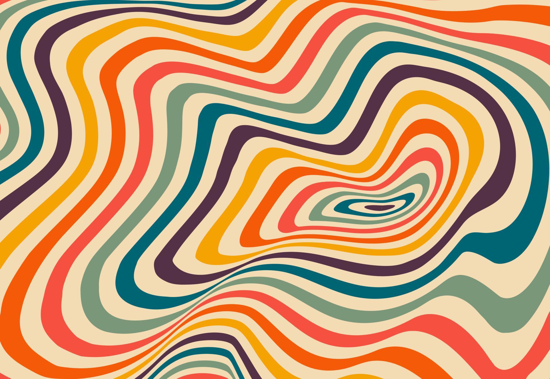 Psychedelic retro groove background in muted warm tones. vector
