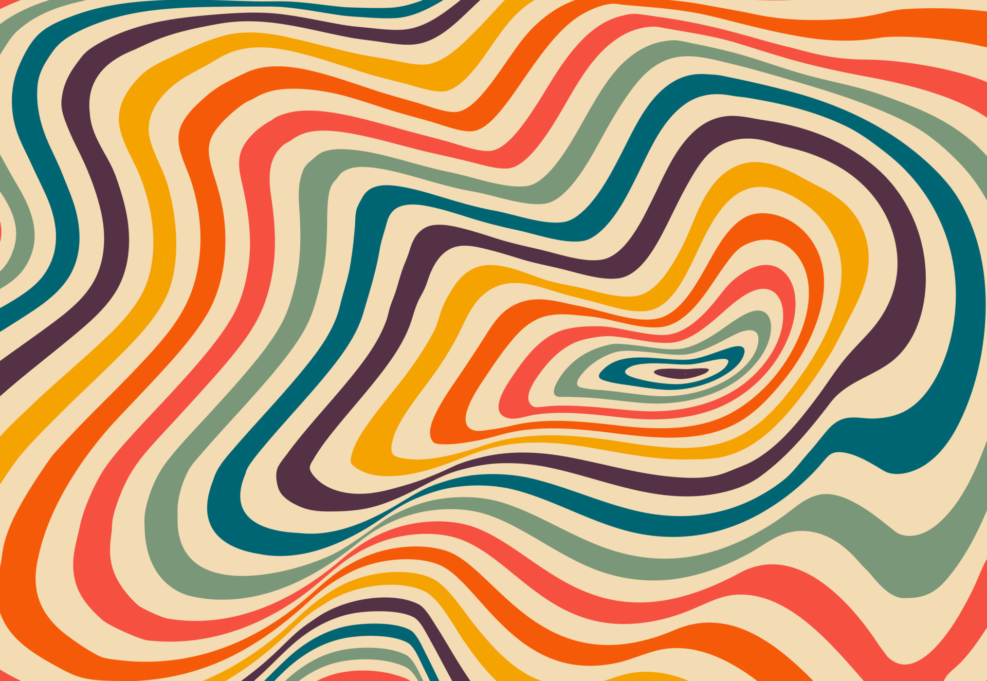 Psychedelic retro groove background in muted warm tones. vector
