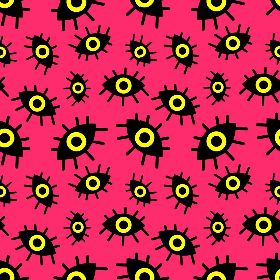 pattern of abstract eyes on a pink background. vector