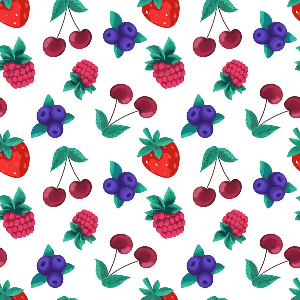 seamless pattern of assorted berries vector