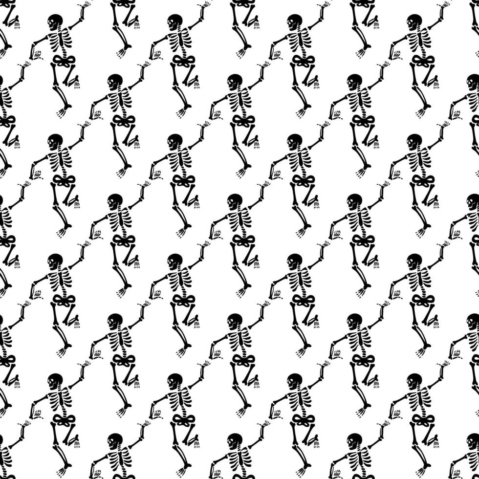 Seamless pattern with black skeletons. vector