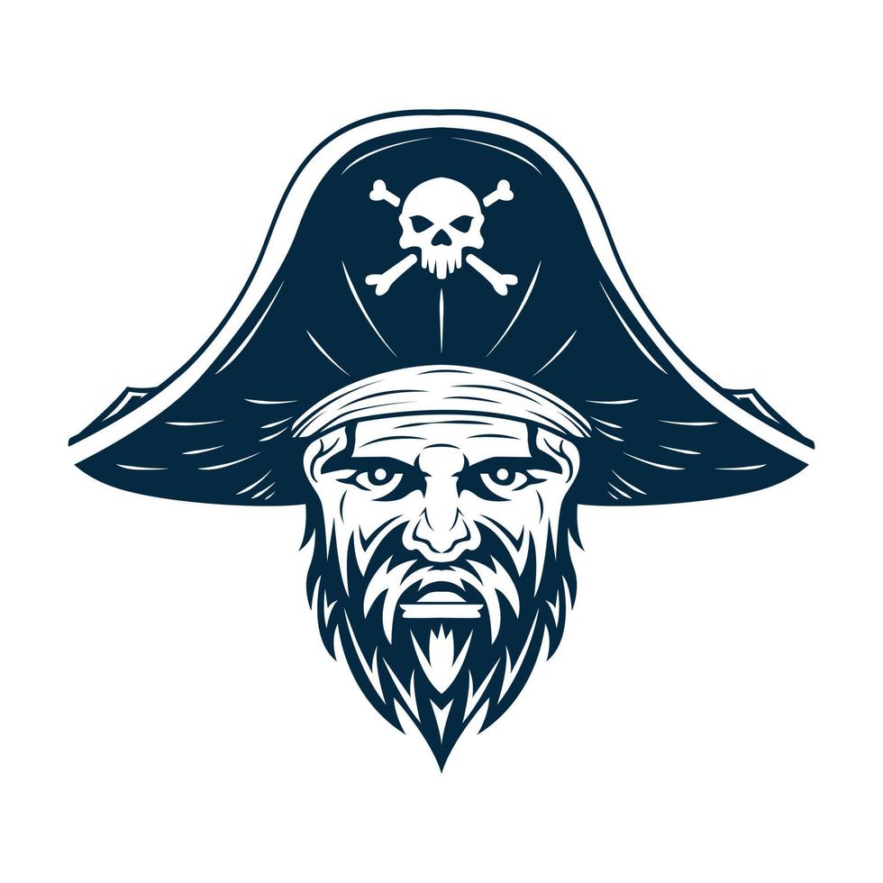 Bearded Pirate Head Vector Illustration. Pirate Logo
