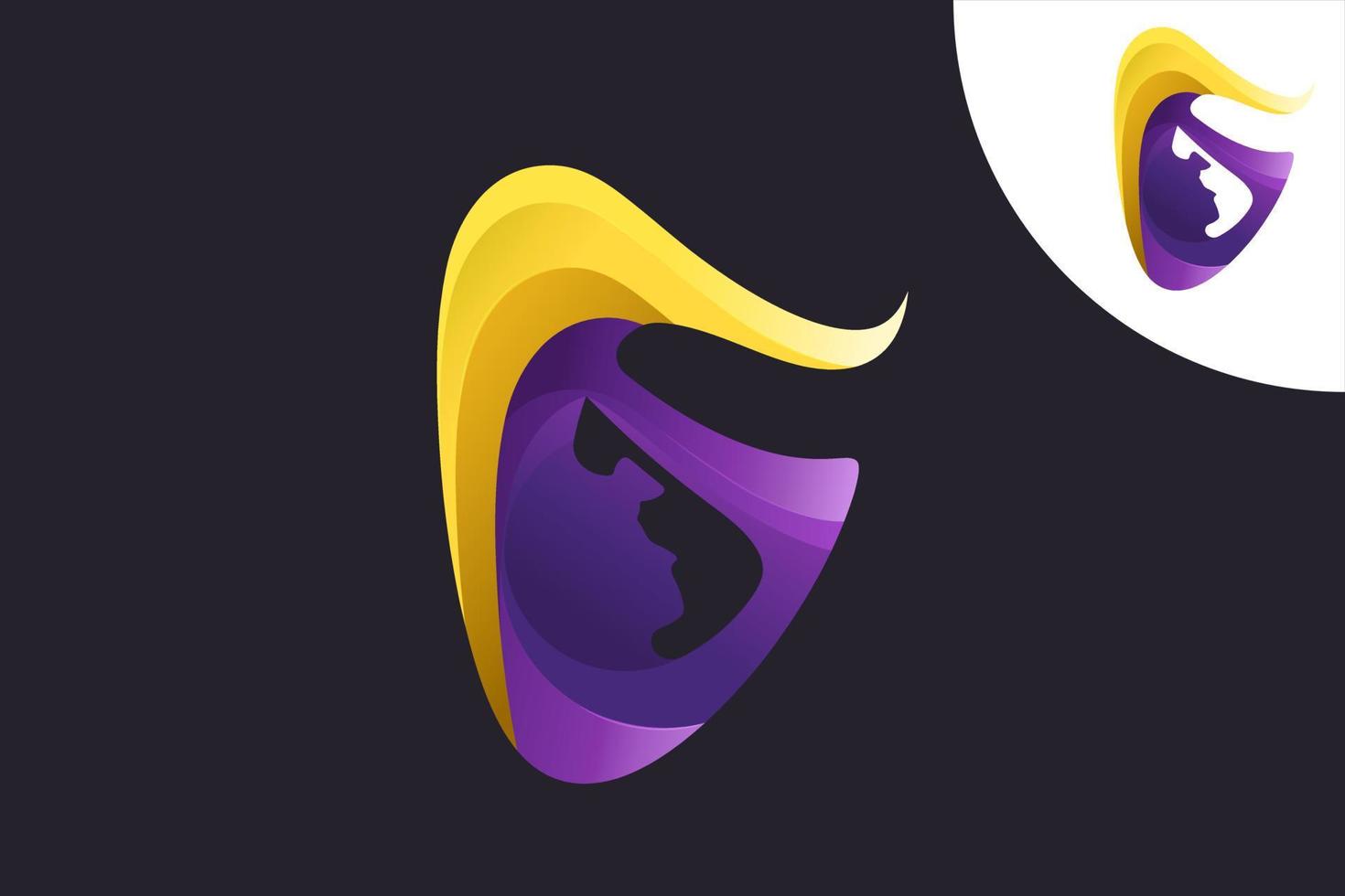 Letter G logo in yellow and purple. Explore cave sport adventure logo vector