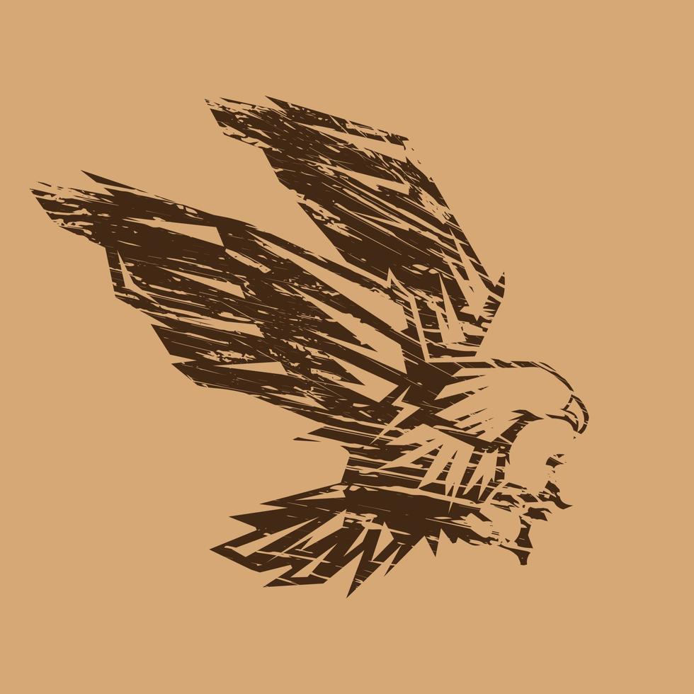 Grunge Style Abstract Eagle Icon. Vector Illustration