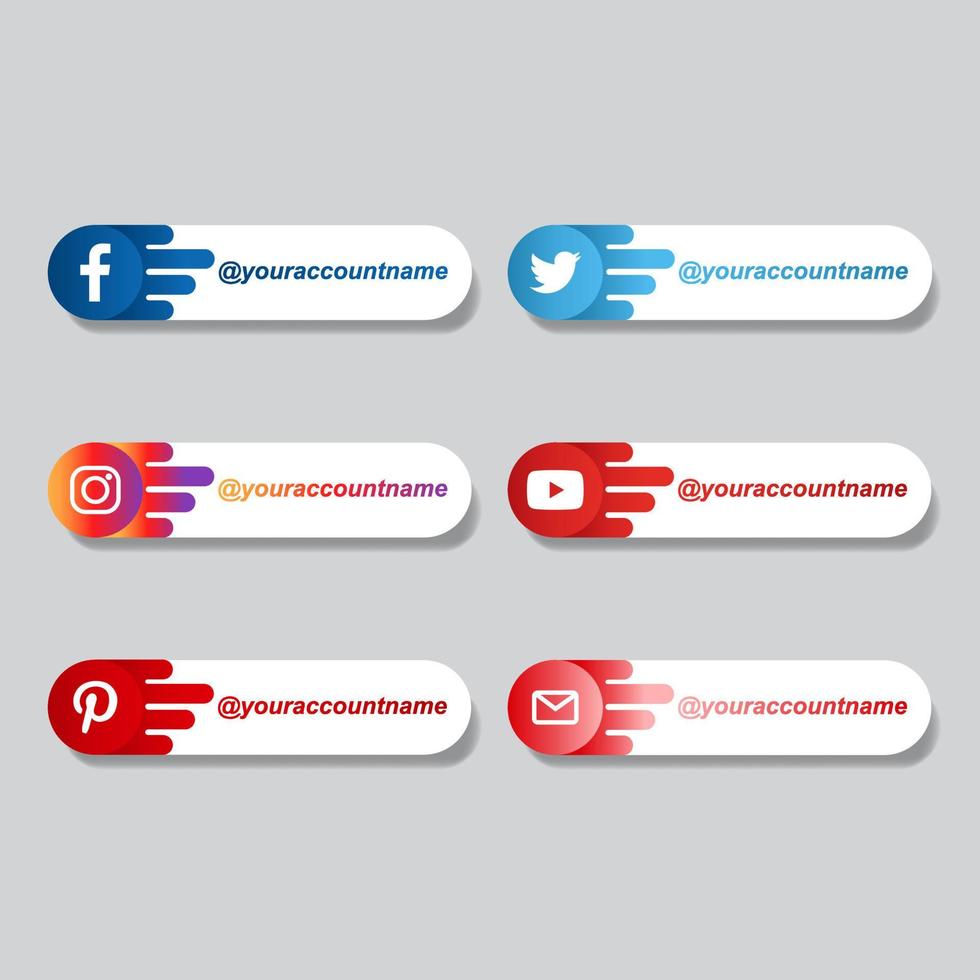 bogor, indonesia - 6 de julio de 2022. conjunto de íconos populares de redes sociales con efecto de gradiente líquido y barras de nombres vector