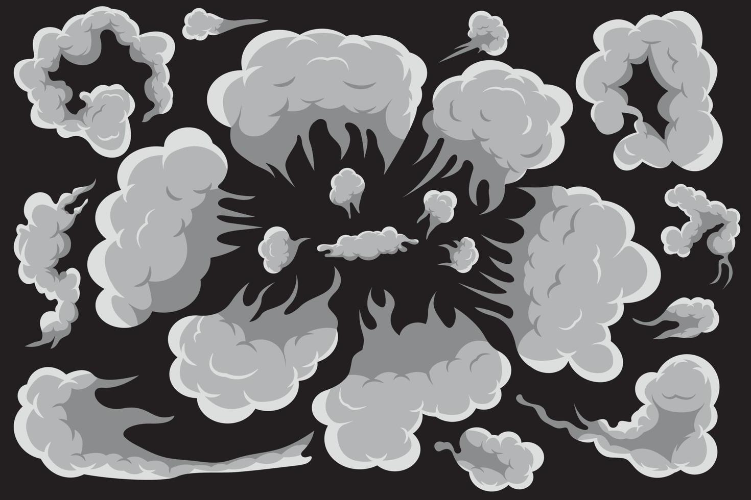 conjunto de nubes blancas estilizadas. colección de ilustraciones vectoriales de humo. vector