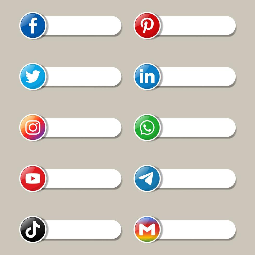 bogor, indonesia - 6 de julio de 2022. conjunto de logotipos de vectores de redes sociales populares con tablero en blanco