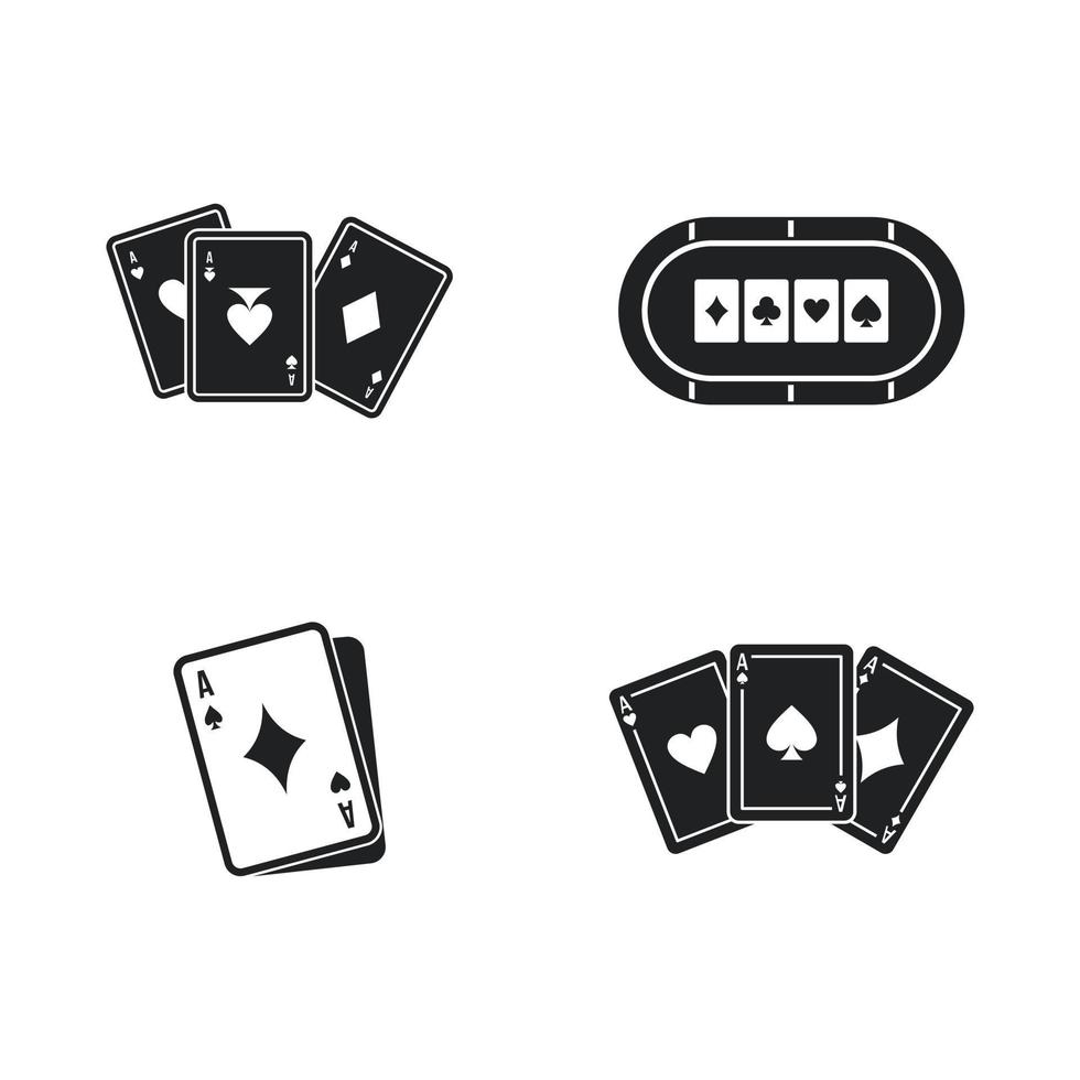 juego de iconos de naipes, estilo simple vector