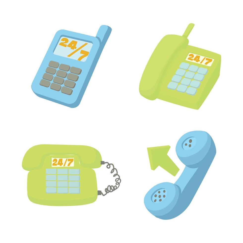 conjunto de iconos de teléfono, estilo de dibujos animados vector
