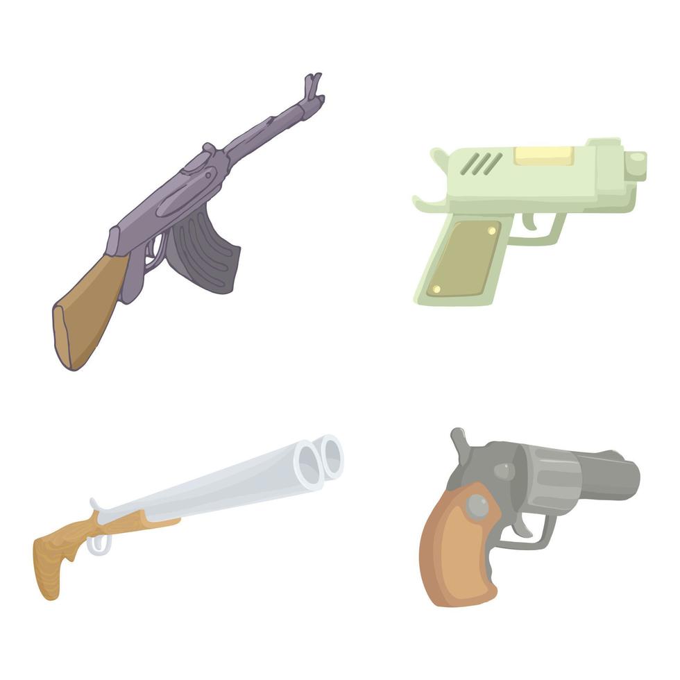conjunto de iconos de armas, estilo de dibujos animados vector
