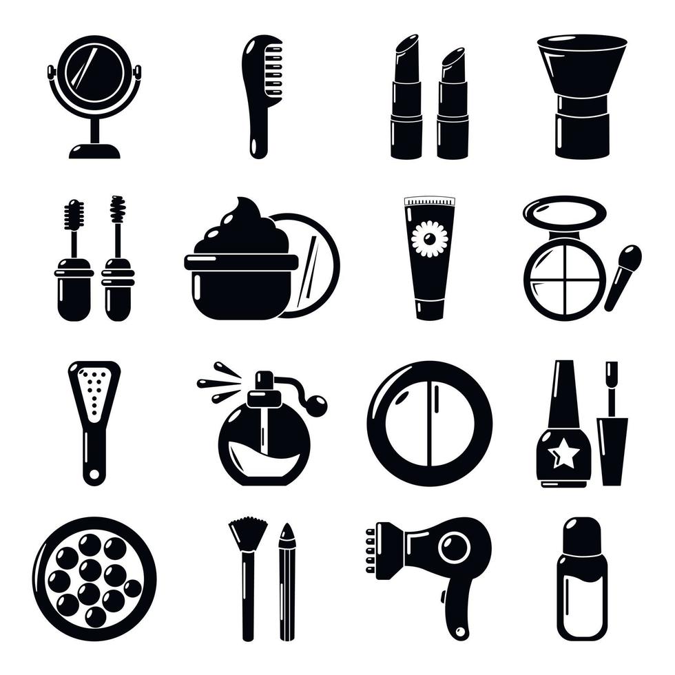 Cosmetics icons set, simple style vector