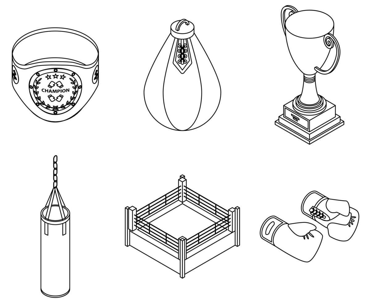 Boxing icons set vector outine