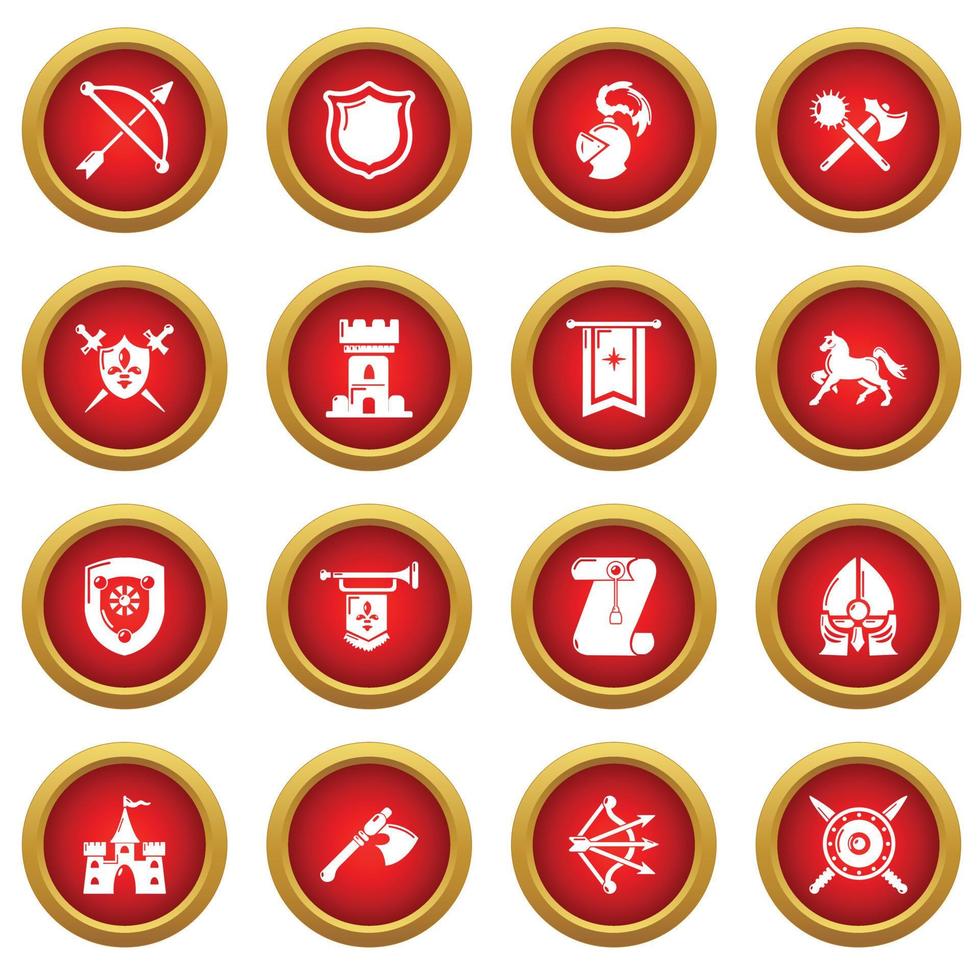 Knight medieval icons set, simple style vector