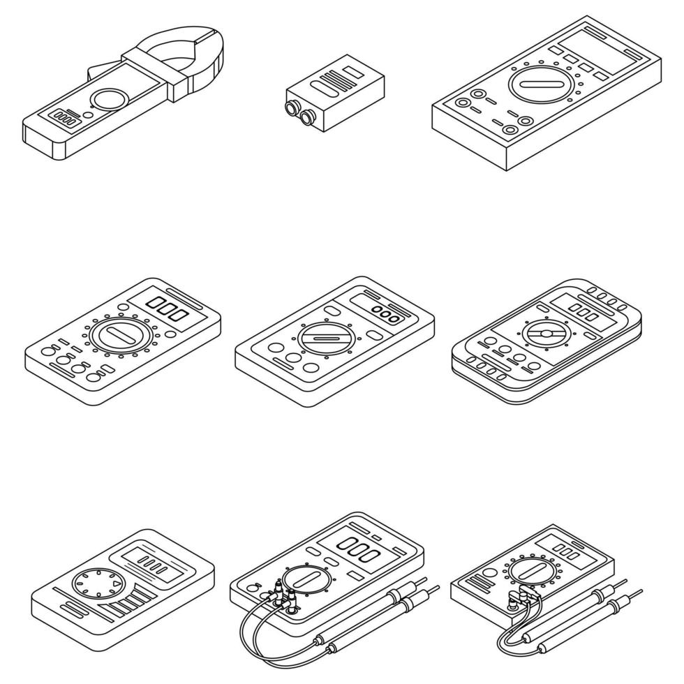 Multimeter icons set vector outine