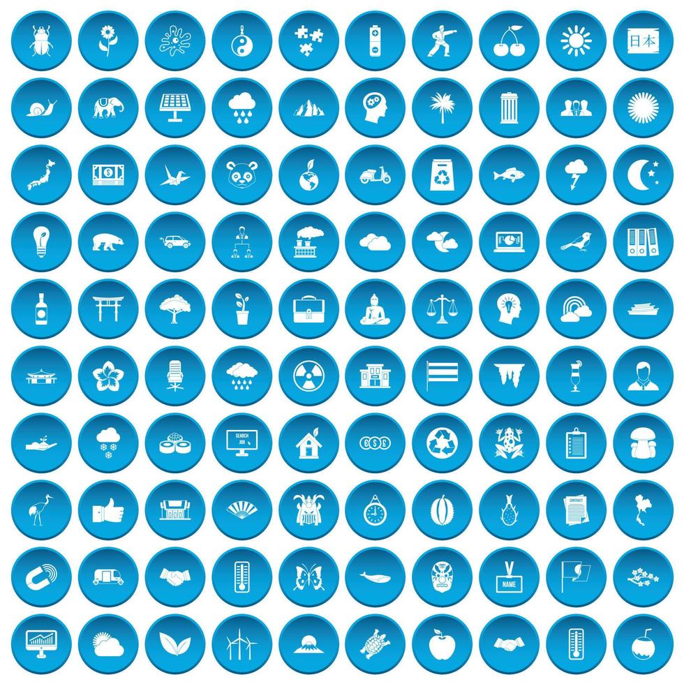 100 harmony icons set blue vector