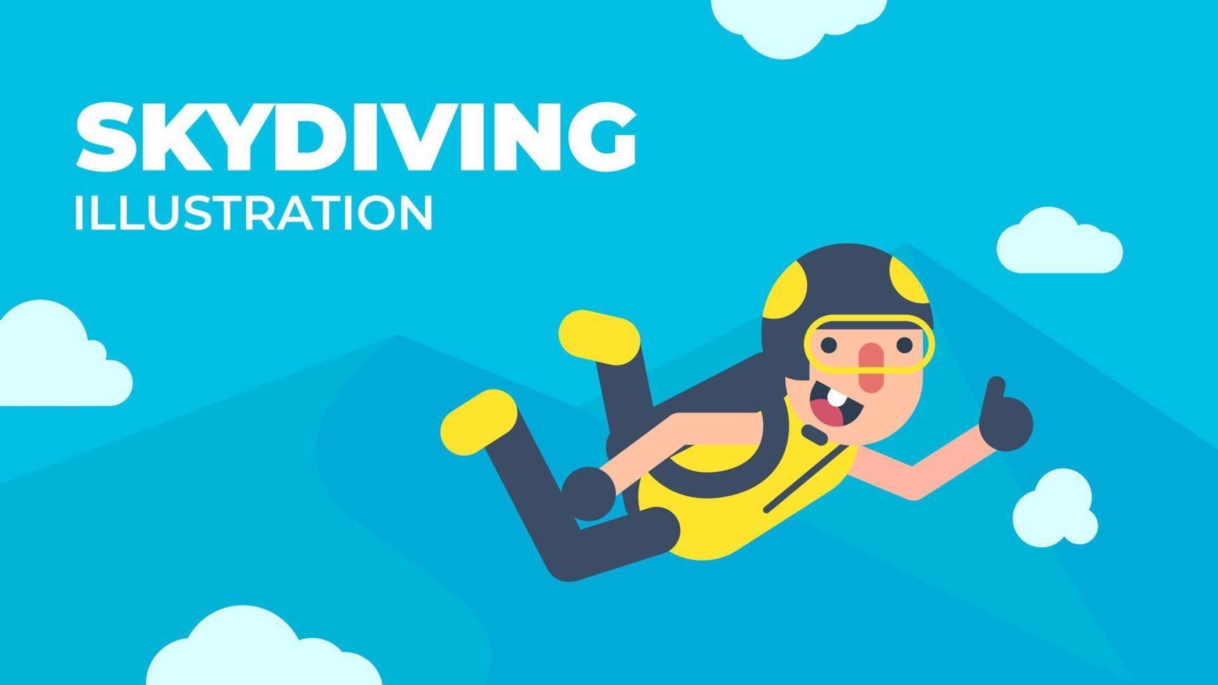 Skydiving Man Flat Design Illustration vector