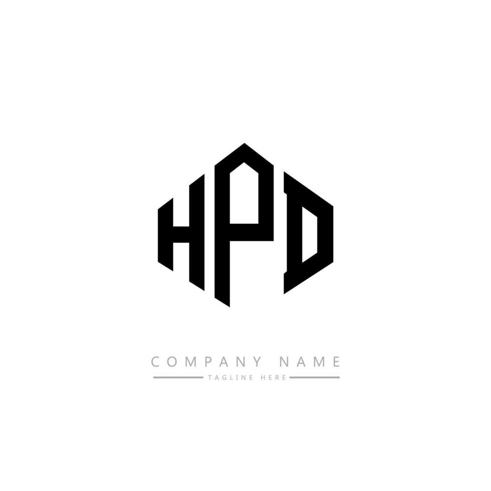 HPD letter logo design with polygon shape. HPD polygon and cube shape logo design. HPD hexagon vector logo template white and black colors. HPD monogram, business and real estate logo.