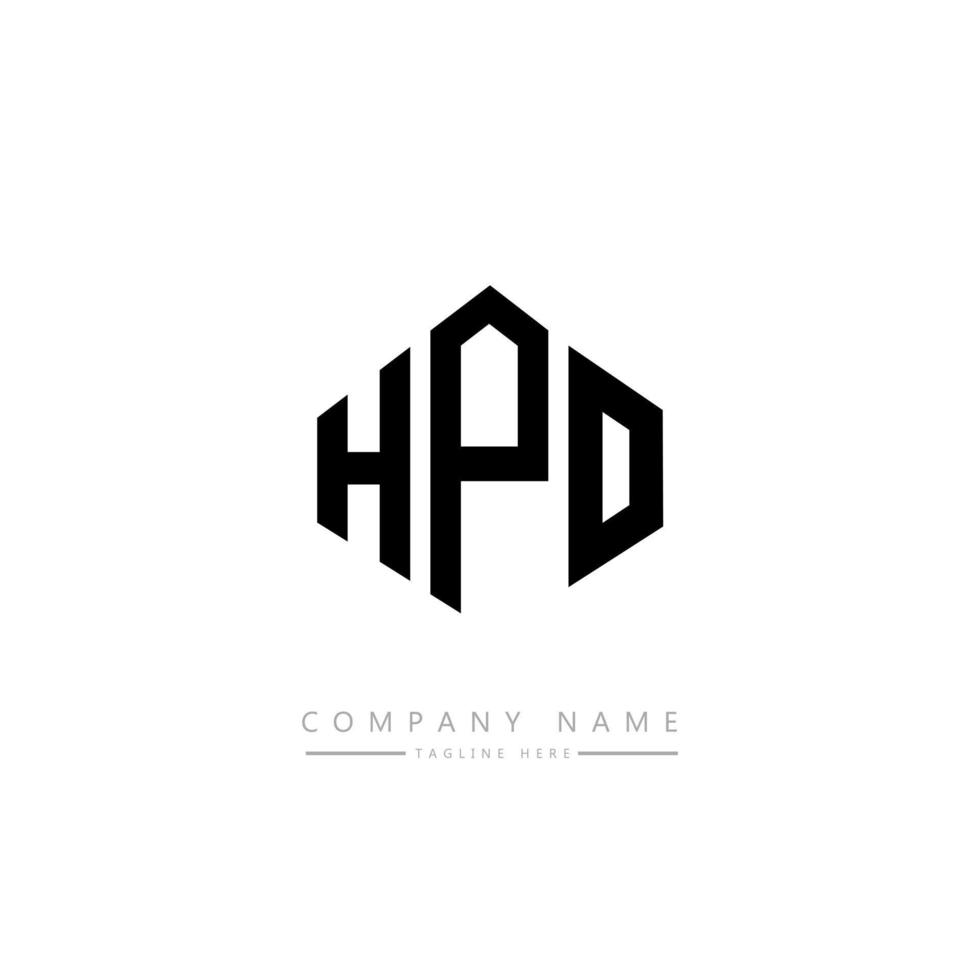 diseño de logotipo de letra hpo con forma de polígono. diseño de logotipo en forma de cubo y polígono hpo. plantilla de logotipo de vector hexagonal hpo colores blanco y negro. monograma hpo, logotipo comercial e inmobiliario.