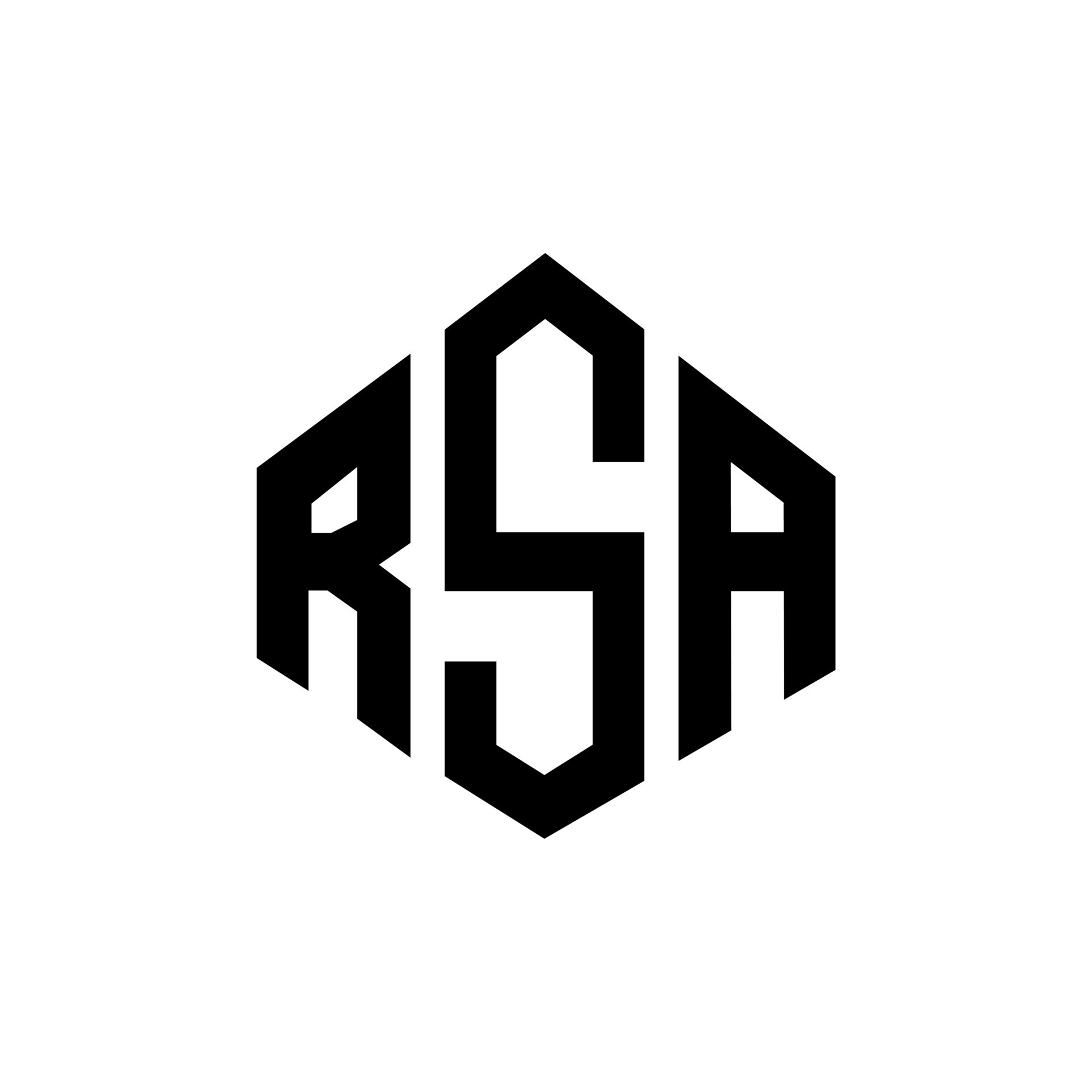 diseño de logotipo de letra rsa con forma de polígono. diseño de