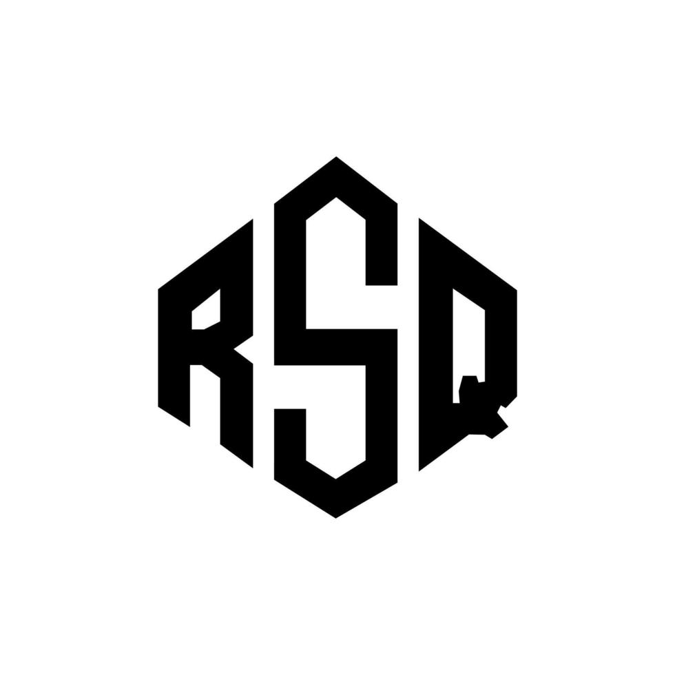 RSQ letter logo design with polygon shape. RSQ polygon and cube shape logo design. RSQ hexagon vector logo template white and black colors. RSQ monogram, business and real estate logo.