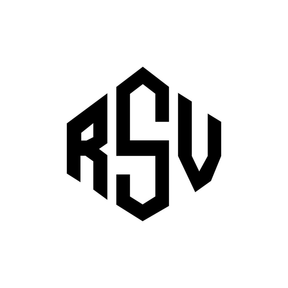 RSV letter logo design with polygon shape. RSV polygon and cube shape logo design. RSV hexagon vector logo template white and black colors. RSV monogram, business and real estate logo.